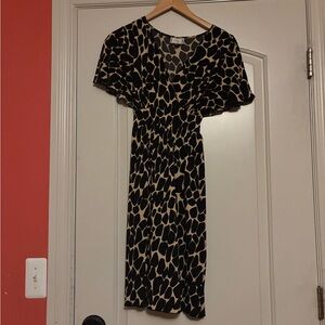 LILY Women’s Small Animal Print  Black and Cream Dress
